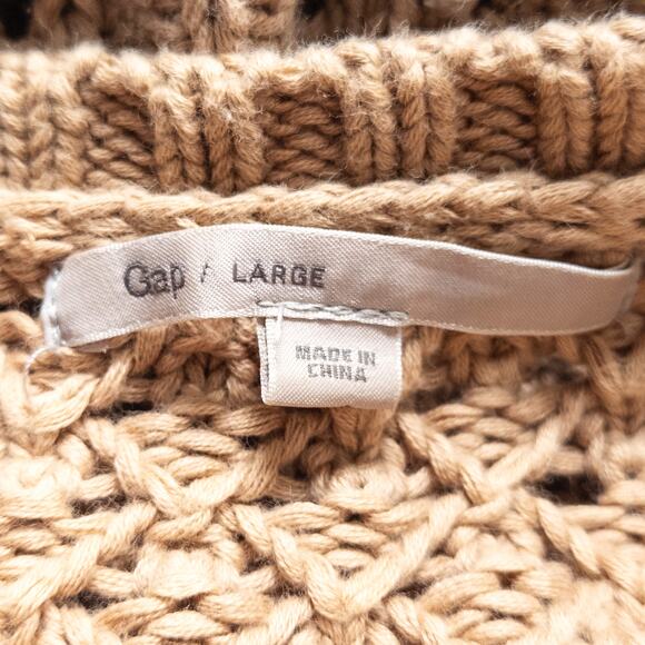 Gap Cable Knit Sweater Beige Size L V Neck Coastal Quiet Luxury - Picture 6 of 8